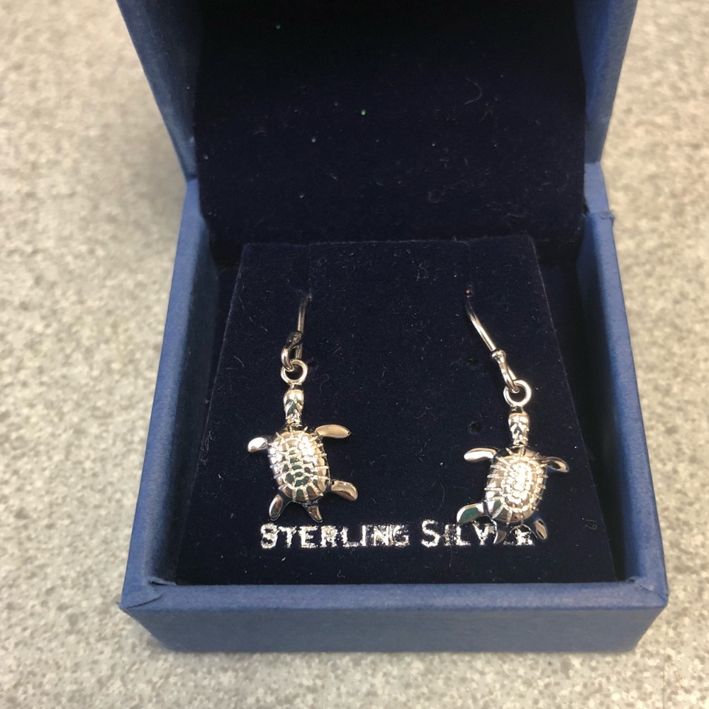 Turtle Earrings Sterling Silver - Picture 2 of 4